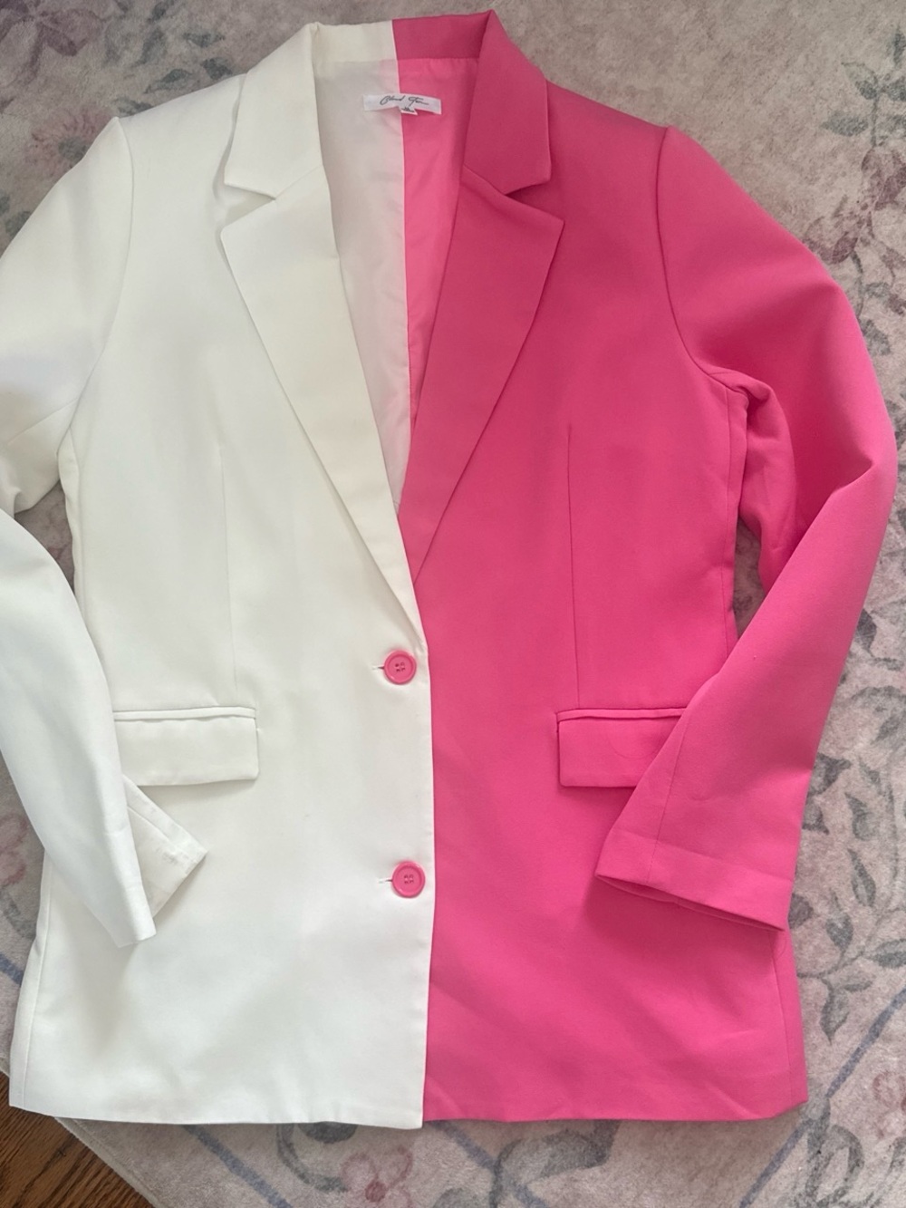 Two-Tone Pink and White Women's Blazer